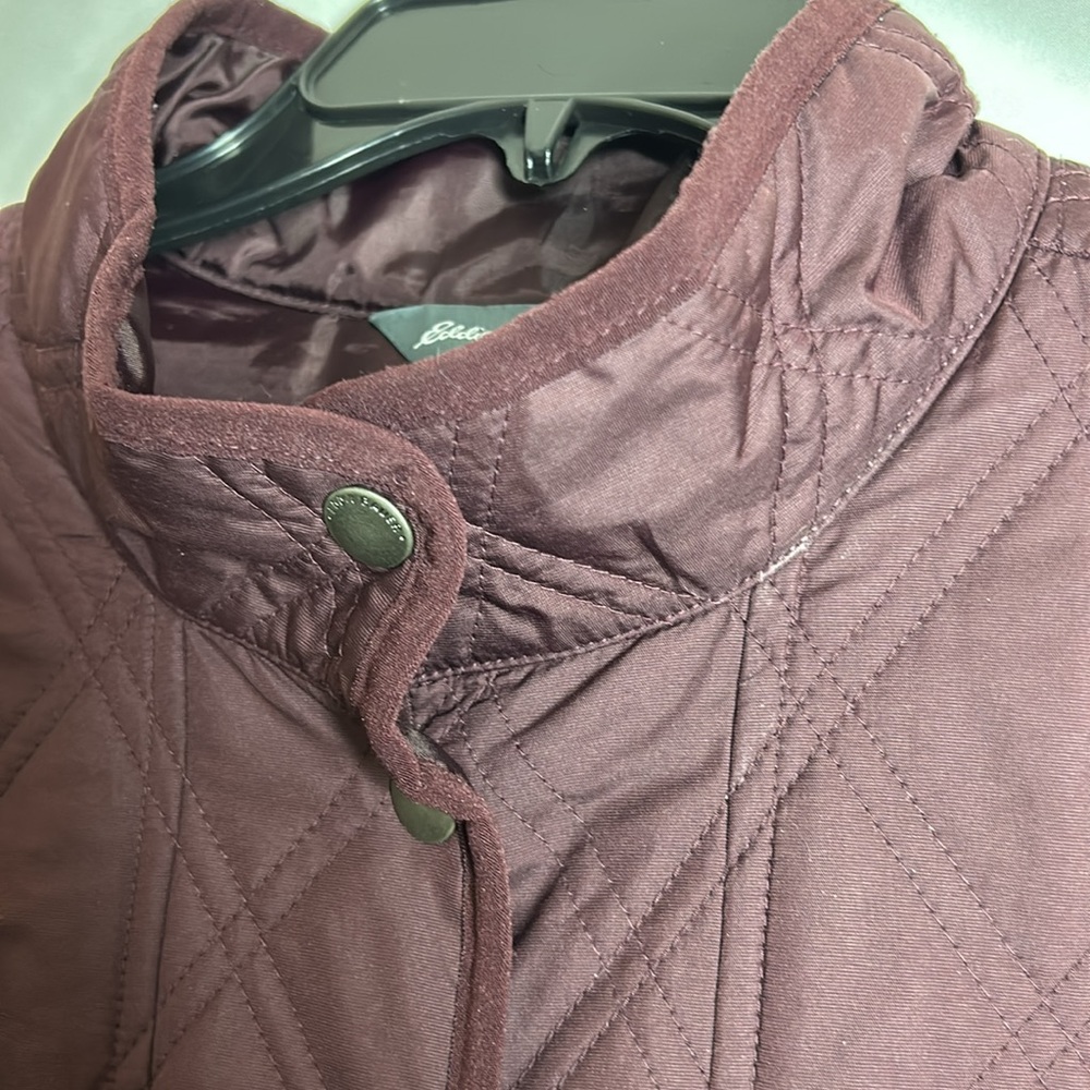 Eddie Bauer Quilted Jacket Coat Full Zip Insulated Pockets size large burgundy - Picture 9 of 15